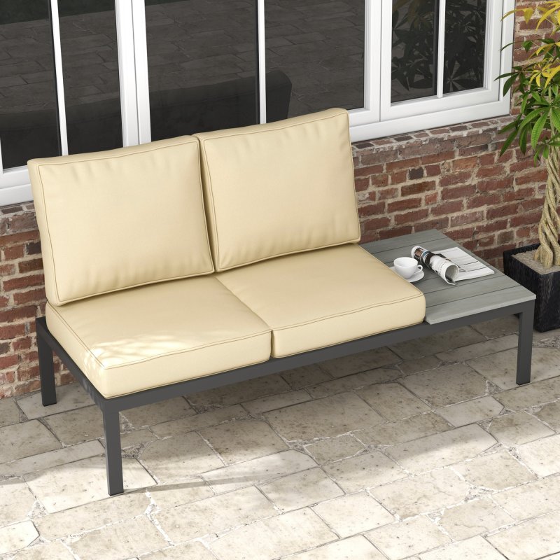 Outsunny 2 Seater Outdoor Seat Cushions, Backrest, Water Repellent Seat Pads for Dining Chair, Swing, Sofa, Beige