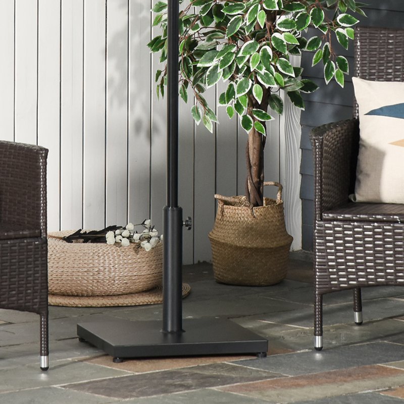 Outsunny ??35/38/48MM 18KG Steel Square Parasol Stand Base w/ Adjustable Knob Umbrella Stand Garden Patio Outdoor Home, Black