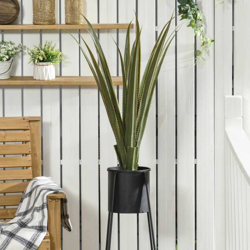 HOMCOM Decorative Artificial Plants Agave Succulent in Pot, Desk Fake Plants for Home Indoor Outdoor Decor, 90cm