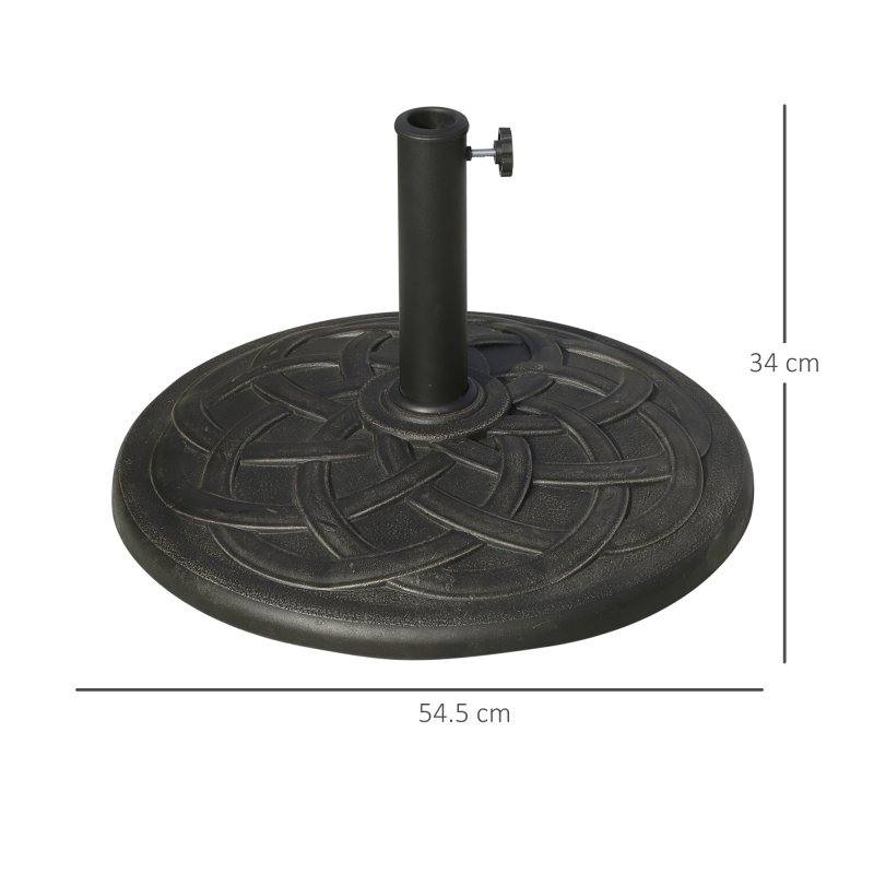 Outsunny 19KG Resin Umbrella Base Garden Parasol Base Stand Round Sun Shade Holder Suitable For Pole Between 38mm to 48mm