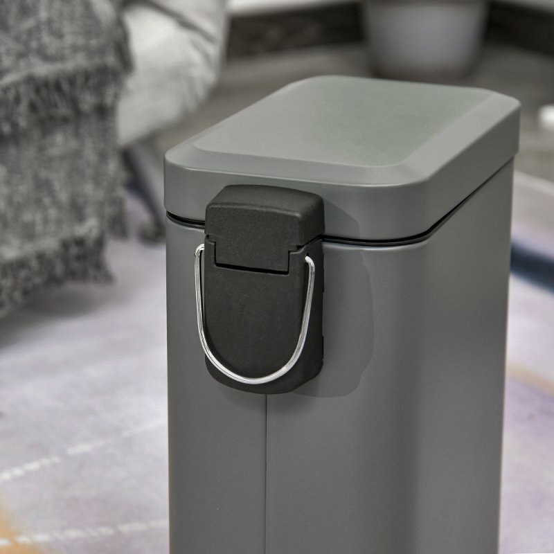 HOMCOM 5L Rectangular Compact Bin Steel Body Removable Bucket Quiet-Close Lid w/ Pedal Lid Rubbish Trash Can Home Office Bedroom Bathroom Living Room Garbage Tidy Clean 