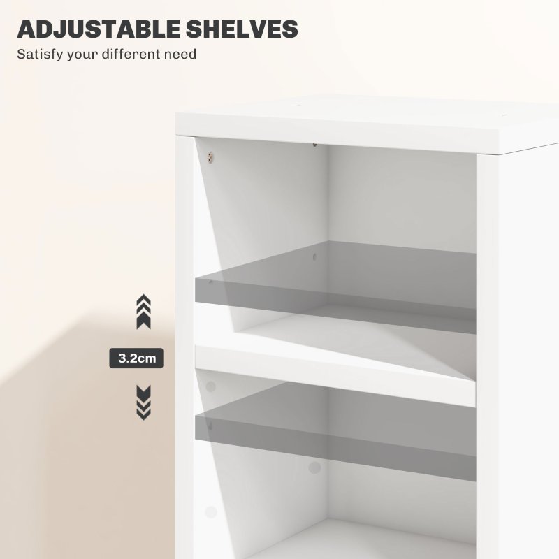 HOMCOM 204 CD Media Display Shelf Unit Set of 2 Blu-Ray Tower Rack w/ Adjustable Shelves Bookcase Storage Organiser, High Gloss White