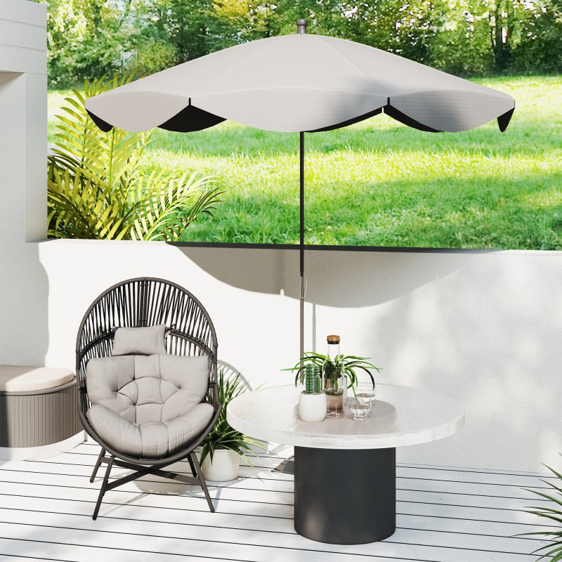 Outsunny Rattan Egg Chair, Oversized Freestanding Garden Egg Chair with Thick Tufted Cushion, Headrest, Steel Frame for Indoor and Outdoor Use, Charcoal Grey
