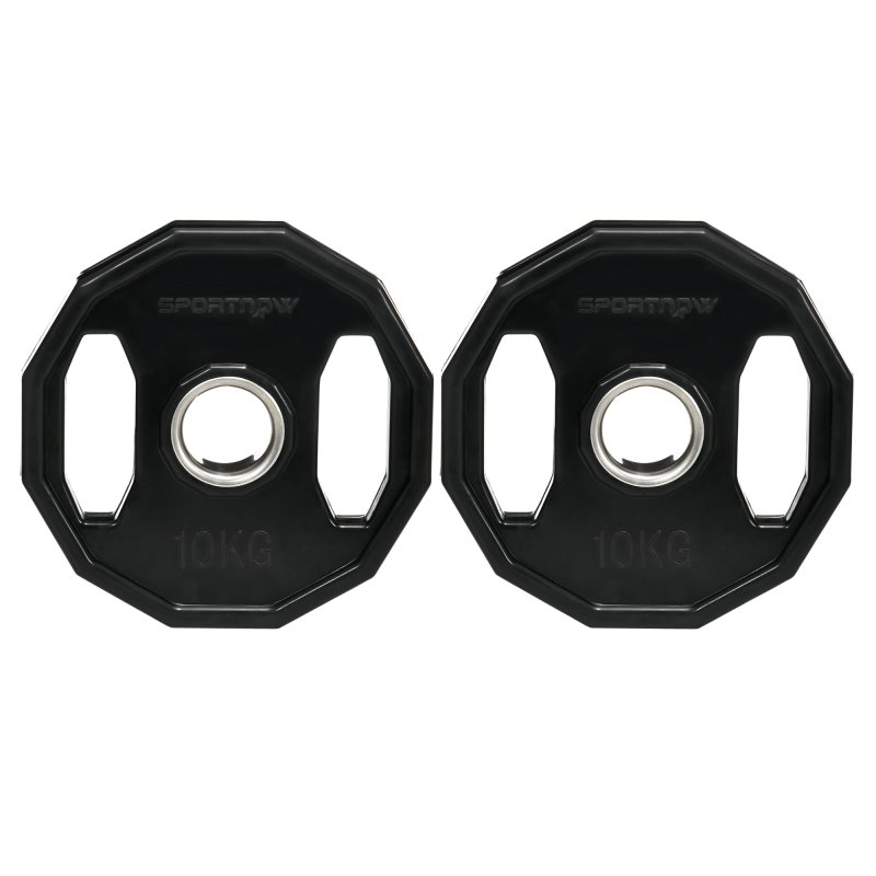 SPORTNOW Olympic Weight Plates Set, Metal and Rubber Bumper Plates Weights Discs with 2"/5cm Holes, for Home Gym Weight Lifting Strength Training, 2 x 10kg, Black