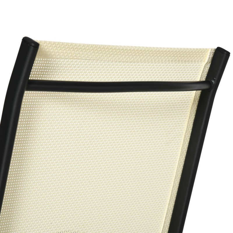 Outsunny Set of 2 Folding Garden Chairs, Metal Frame Garden Chairs Outdoor Patio Park Dining Seat with Breathable Mesh Seat, Beige