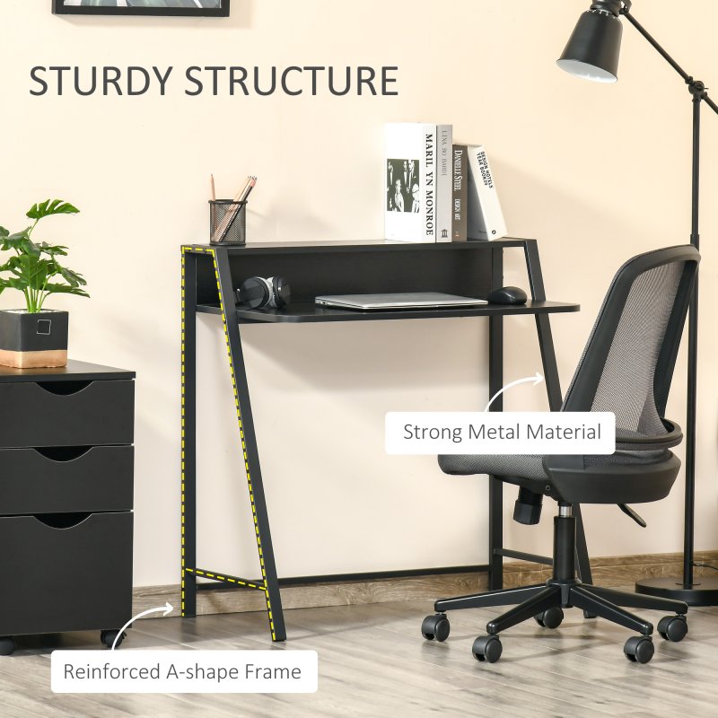 HOMCOM Writing Desk Computer Table Home Office PC Laptop Workstation Storage Shelf 84L x 45W cm