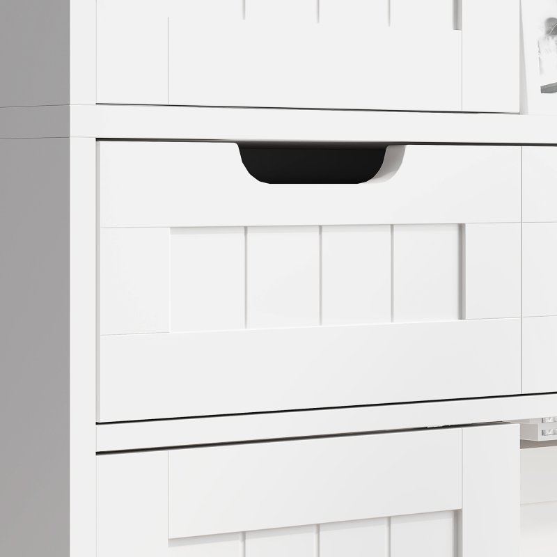 HOMCOM Tall Bathroom Cabinet, Freestanding Storage Cupboard, Bathroom Storage Cabinet with Drawer, Adjustable Shelf and Doors, 60 x 30 x 160 cm, White