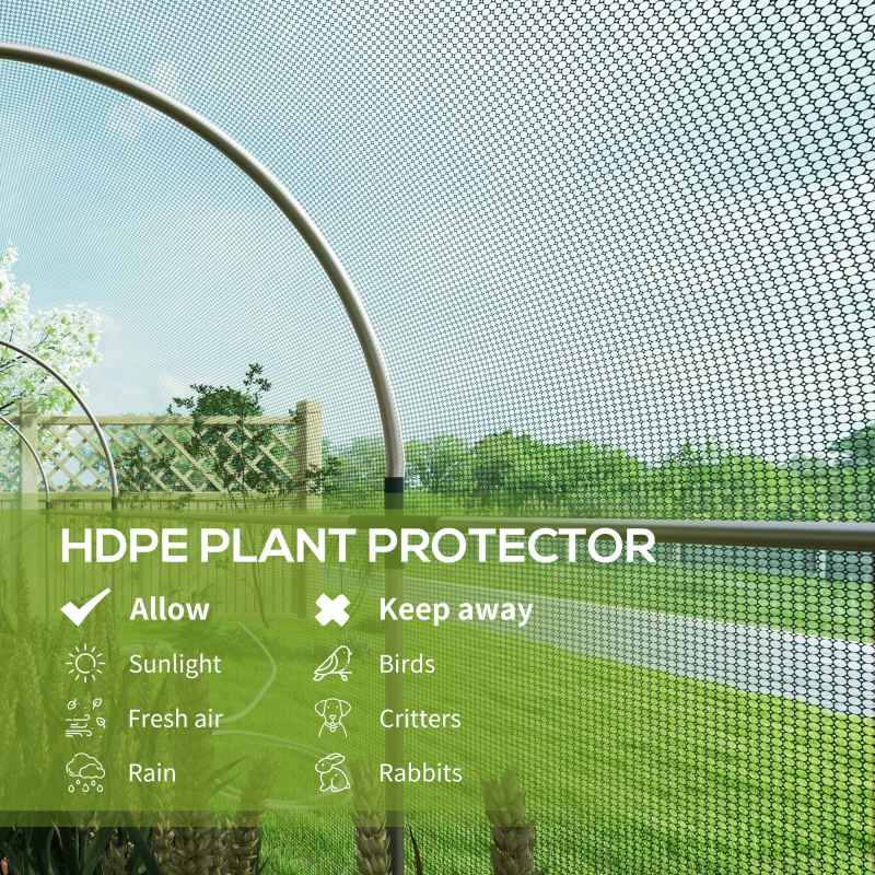 Outsunny Fruit Cage Bird Netting, Heavy Duty Fruit and Vegetable Protection Tent with Zipped Door, Anti Bird, Insects, Small Animals, 1.2 x 3.6 x 1.9m, Green