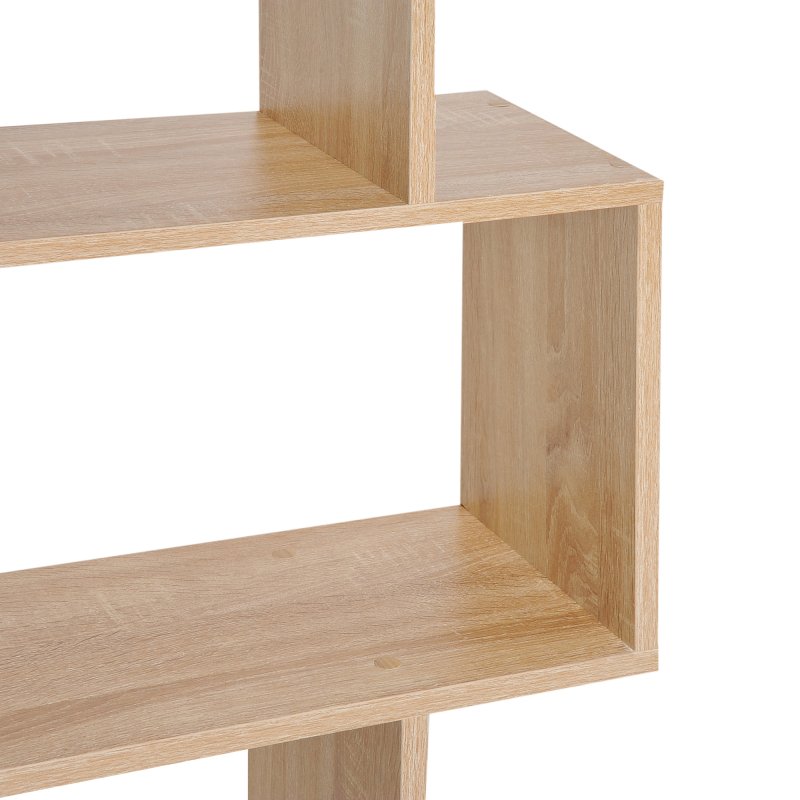 HOMCOM Bookcase, 6 Tier Shelf S Shaped Bookshelf, Storage Unit, Display Shelf for Living Room, Bedroom, Home Office, Plant