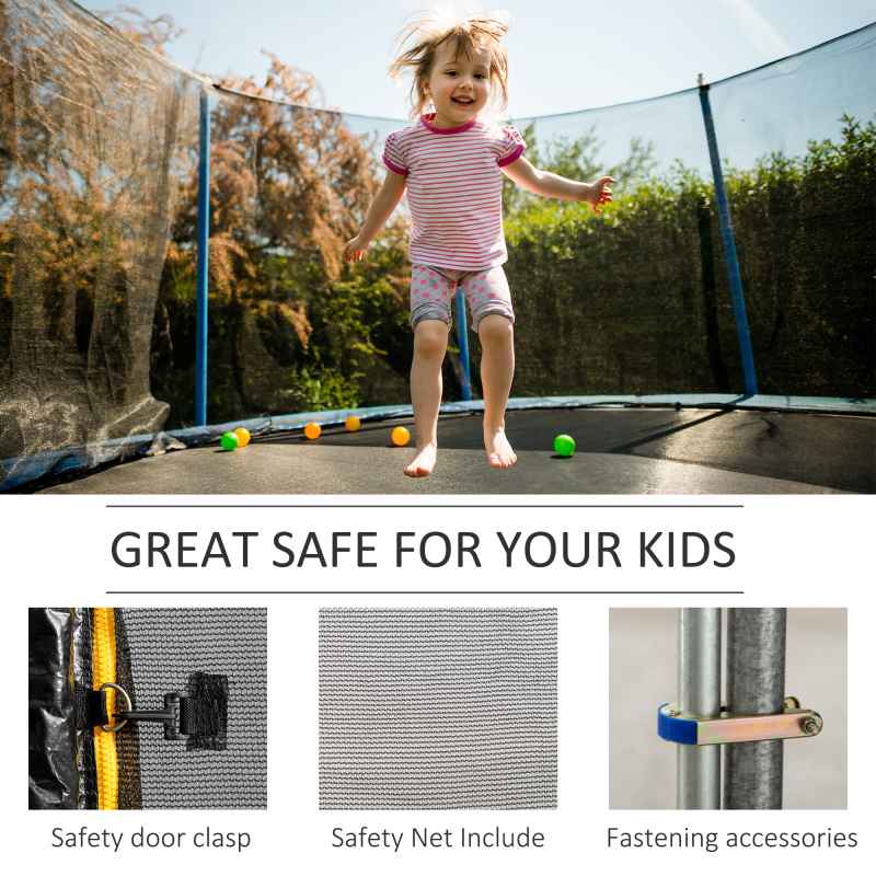 HOMCOM 13ft Trampoline Net Replacement Safety Net Enclosure Net Spare w/ 8 Poles