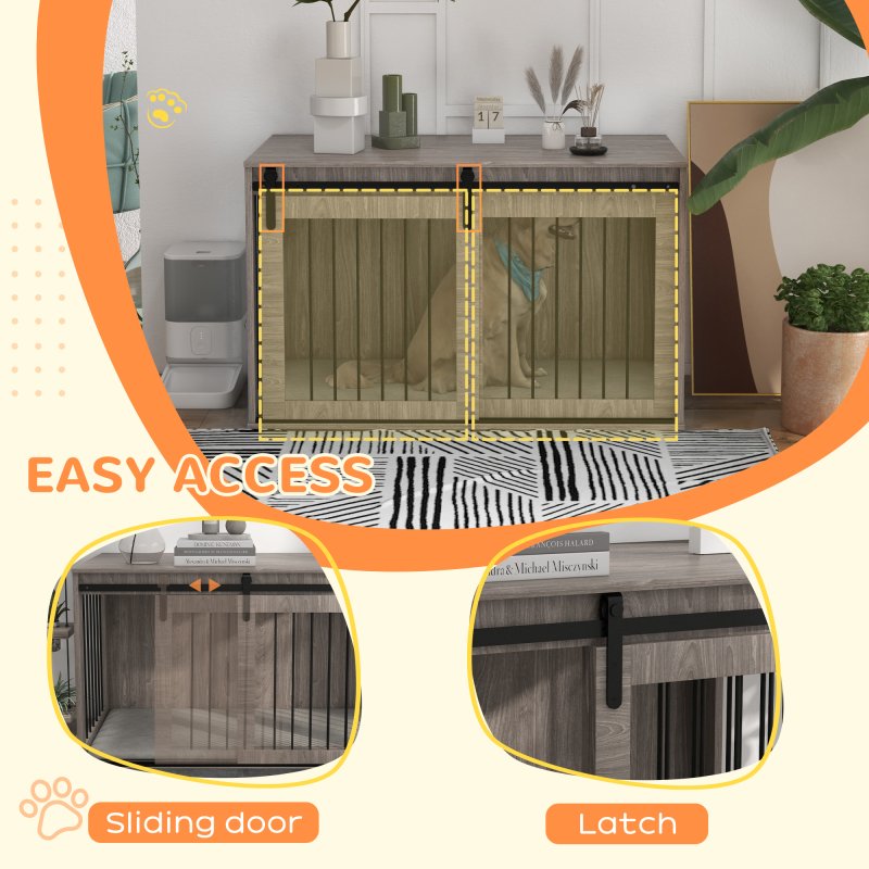 PawHut Dog Crate Furniture, Dog House Furniture Style for Extra Large Breeds, Pet Kennel with Removable Cushion for Indoor Use, 118 x 60 x 73 cm, Brown