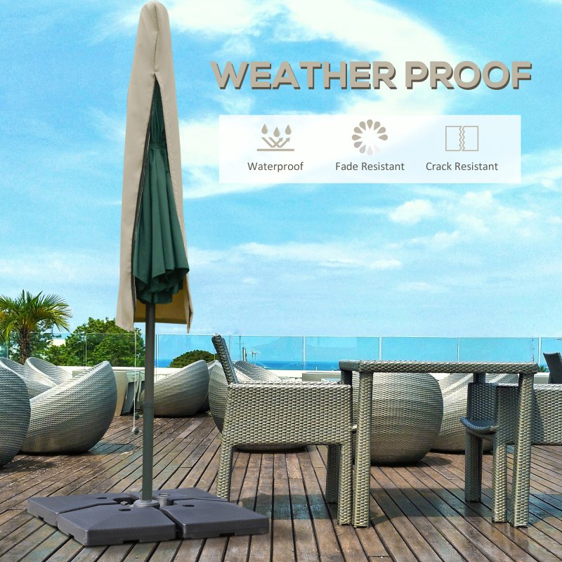 Outsunny Garden Parasol Cover, Outdoor Patio Umbrella Protector Weatherproof Garden Patio with Rod, Zipper for 2-4m Parasol, 60 x 160cm, Khaki