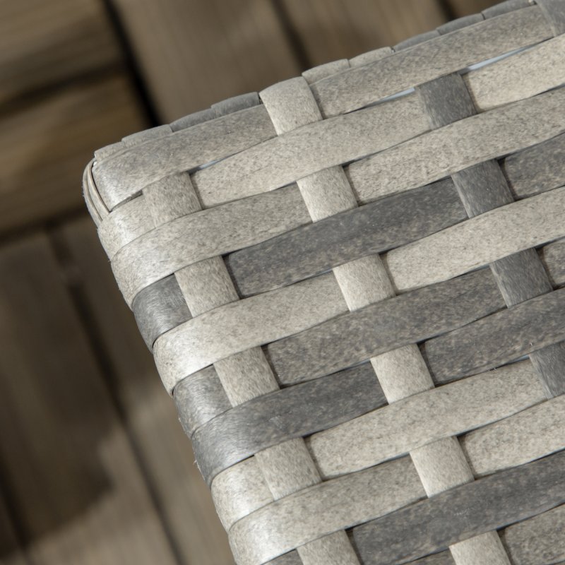 Outsunny Rattan Side Table, Outdoor Coffee Table with Plastic Board Under the Full Woven Table Top for Patio, Garden, Balcony, Mixed Grey