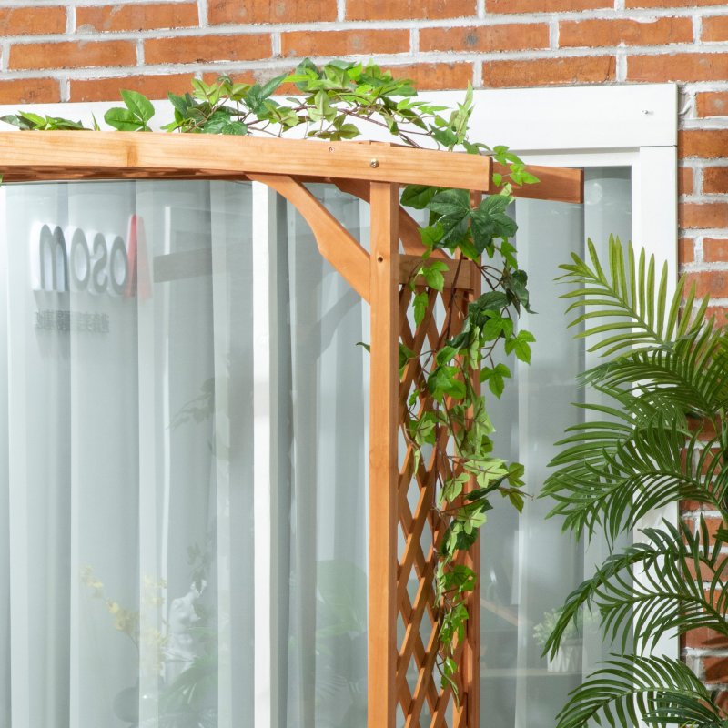 Outsunny Garden Bench, Arch Pergola with Natural Wooden Garden Arbour with Seat for Vines/Climbing Plants for Outdoor Space, Brown