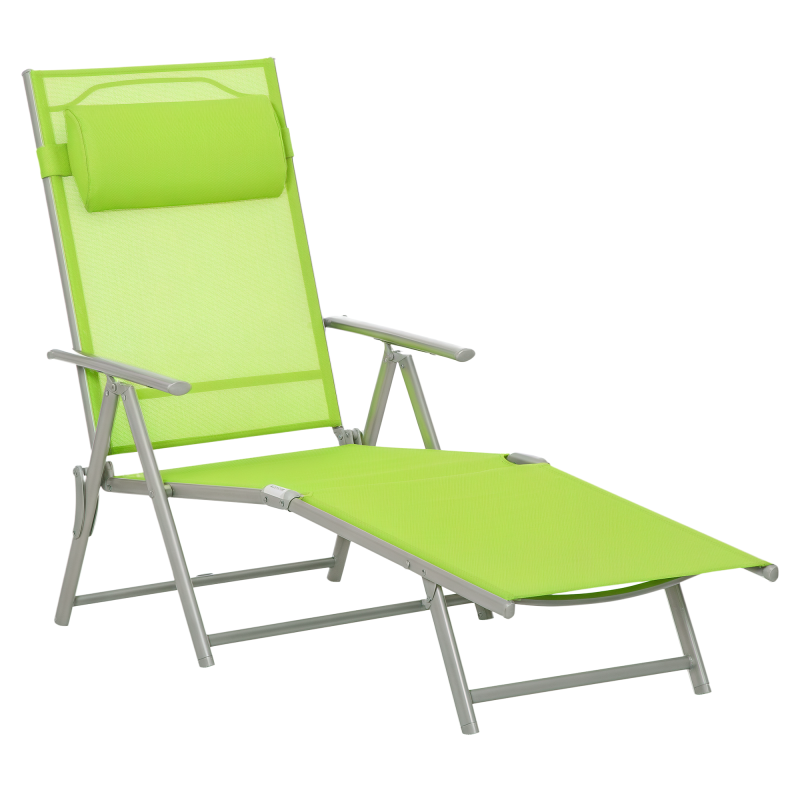 Outsunny Steel Fabric Sun Lounger Outdoor Folding Chaise Lounge Chair Recliner with Portable Design & 7 Adjustable Backrest Positions