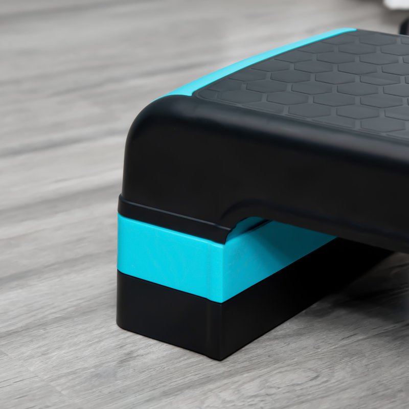 HOMCOM Aerobic Step, 10cm, 15cm & 20cm Height Adjustable Exercise Stepper for Exercise Workout, Nonslip Step Board Great for Home & Office, Black and Blue