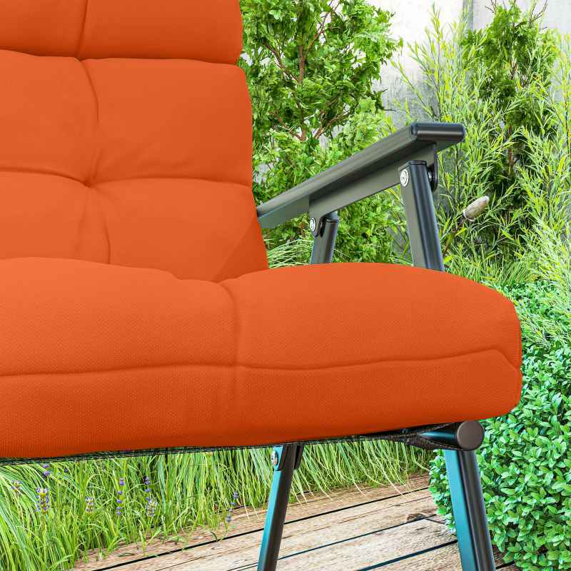 Outsunny 2pc Outdoor Seat Cushions with Backrest, Ties, Water Repellent Seat Pads for Chair, Garden Patio, Orange