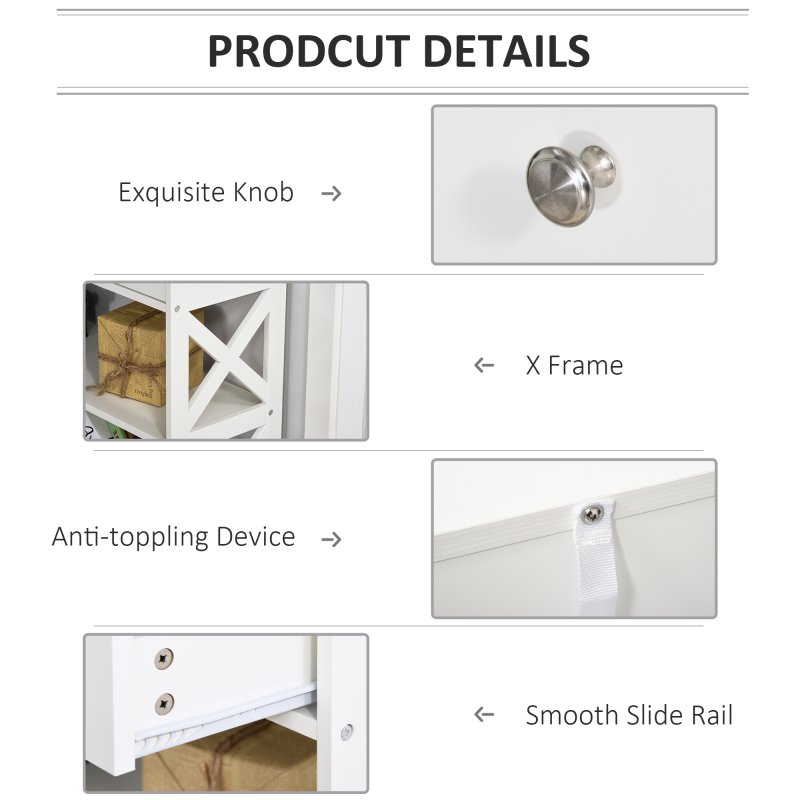 HOMCOM Console Table Side Desk w/ Shelves Drawers Open Top X Support Frame Living Room Hallway Home Office Furniture
