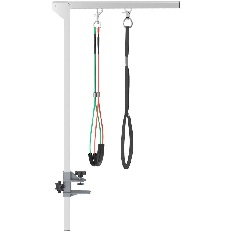 PawHut Foldable Pet Grooming Arm w/ Clamp 30 Inch Height Adjustable, Dog Grooming Loop, Two No Sit Haunch Holders for Small Medium Dogs, Sliver