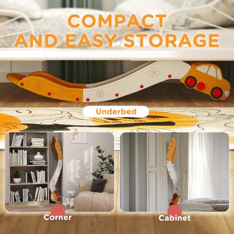 AIYAPLAY Kids Slide, Indoor Toddler Sofa Slide with Extended Length for Bed, Stairs, Easy to Assemble and Store, Yellow