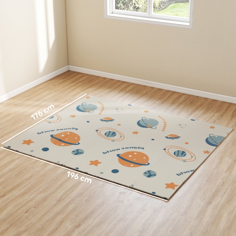 AIYAPLAY Baby Play Mat Double Sided, Foldable & Reversible Activity Playmat, Waterproof Kids Foam Crawling Mat for Outdoor Indoor Playtime Picnics, 196 x 176 x 1.5cm, Astronaut & Planet Theme
