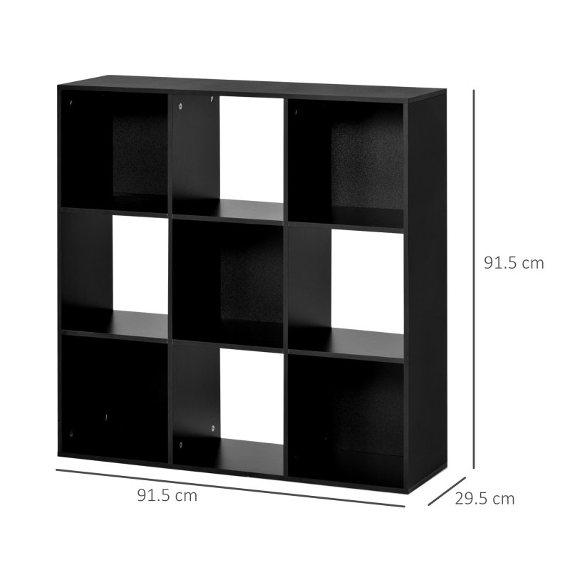 HOMCOM 3-tier 9 Cubes Storage Unit Particle Board Cupboard Bookcase Organiser Home Office Shelves