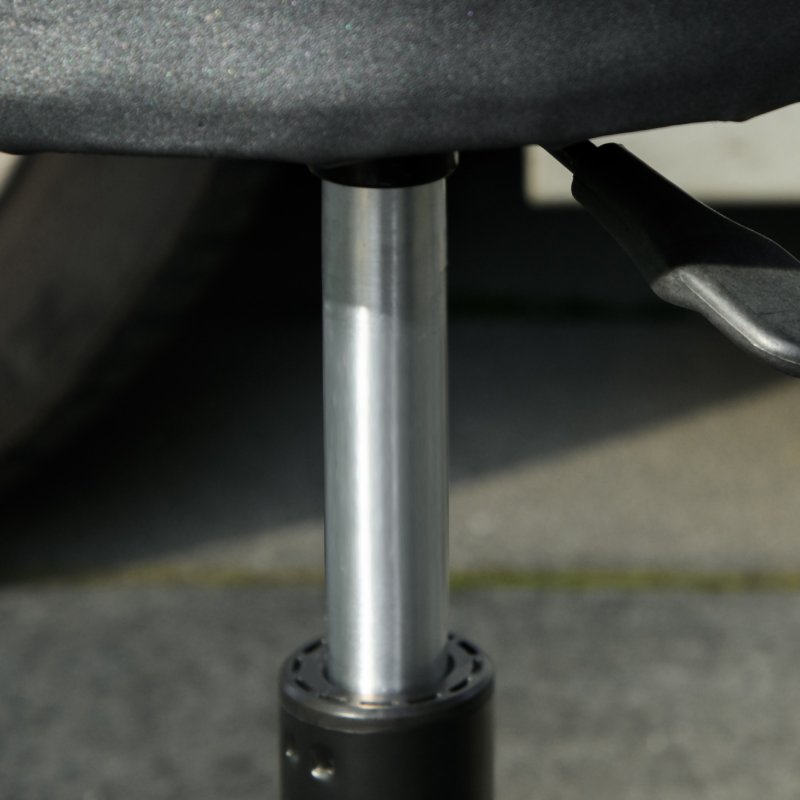 HOMCOM Workshop Stool, Rolling Mechanic Stool with Pneumatic Adjustable Height, 360 Degree Swivel, Padded Seat, Tool Tray, for Garage, Workshop, Auto Repair