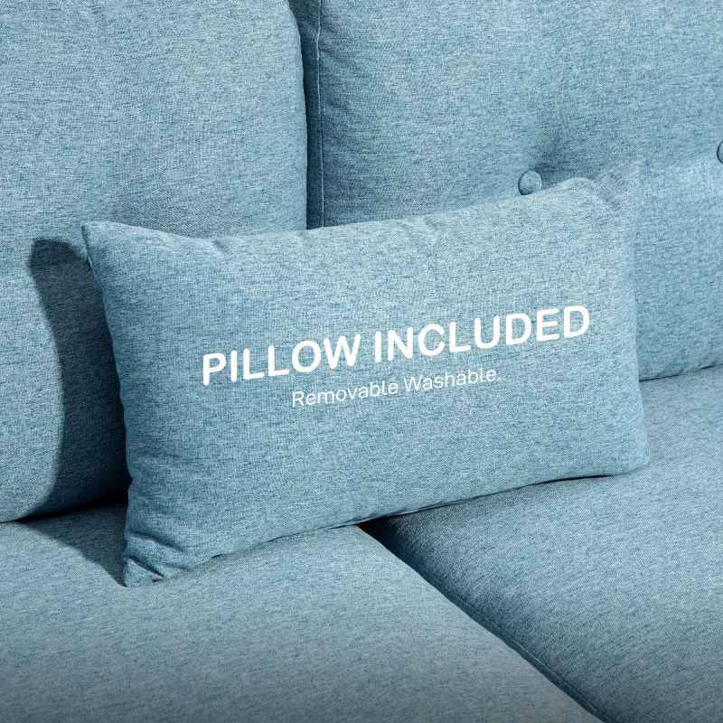 HOMCOM 2 Seater Sofa with Spring Cushion, Fabric Sofa with Wooden Legs, Modern Love Seat for Living Room, 140cm Width Tufted Couch for Bedroom