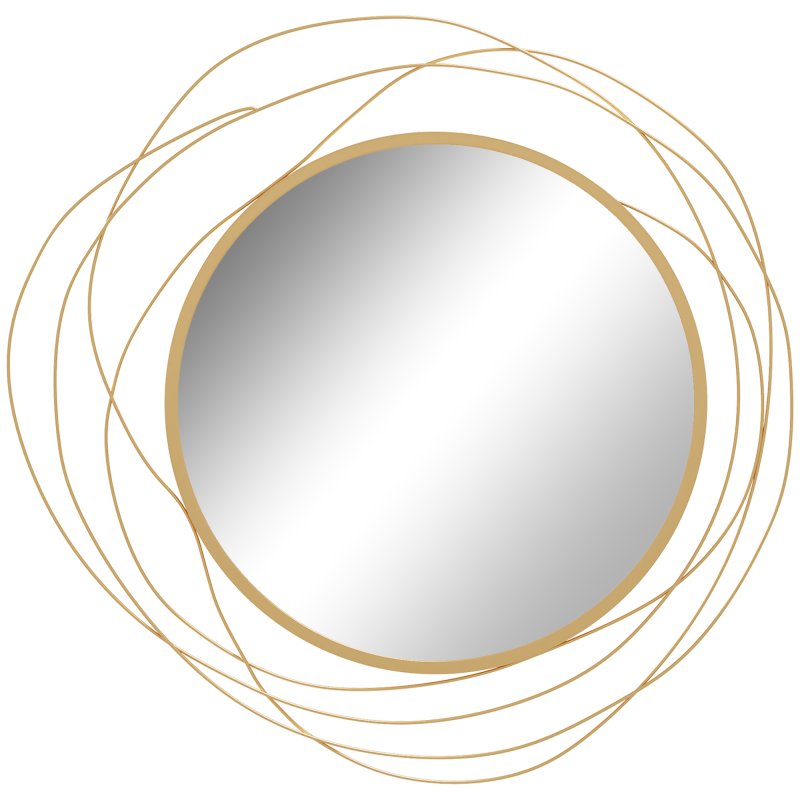 HOMCOM Metal Wall Art 65cm Modern Decorative Mirror Decor Hanging Home Wall Sculptures for Living Room Bedroom Dining Room, Gold