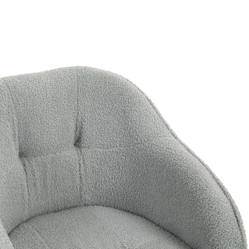 HOMCOM Office Chair, Teddy Fleece Swivel Computer Desk Chair, Makeup Vanity Seat with Adjustable Height for Home Study Bedroom, Grey