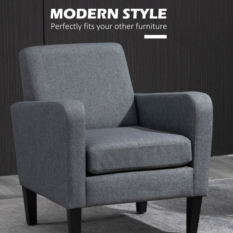 HOMCOM Modern Wingback Living Room Chair, Upholstered PU Leather Accent Armchair,  Single Sofa Chair with Lounge Seat and Wood Legs for Bedroom/Office/Reading Spaces
