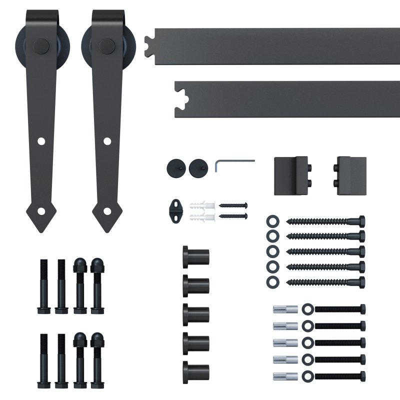 HOMCOM 6.6FT Carbon Steel Sliding Door Kits Barn Hardware Closet Set Antique Style Track System For Single Wooden Door