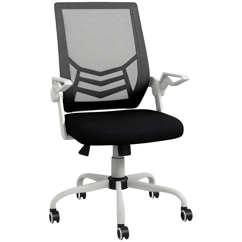 Vinsetto Office Chair, Ergonomic Desk Chair, Executive Computer Chair with 90° Flip-up Armrest and Lumbar Support, Adjustable Height for Home/Office, Black