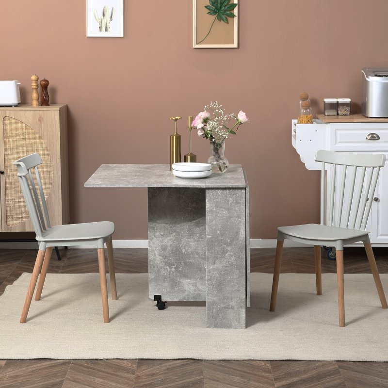 HOMCOM Folding Dining Table, Drop Leaf Table with 2-Tier Shelves, Rolling Casters, for Small Spaces, Kitchen