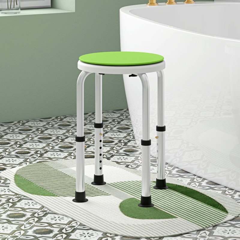 HOMCOM 360 Swivel Seat Bath Shower Stool, Adjustable Height Shower Chair with Aluminium Frame Non-Slip Feet Chair Safe Support Home Assistance
