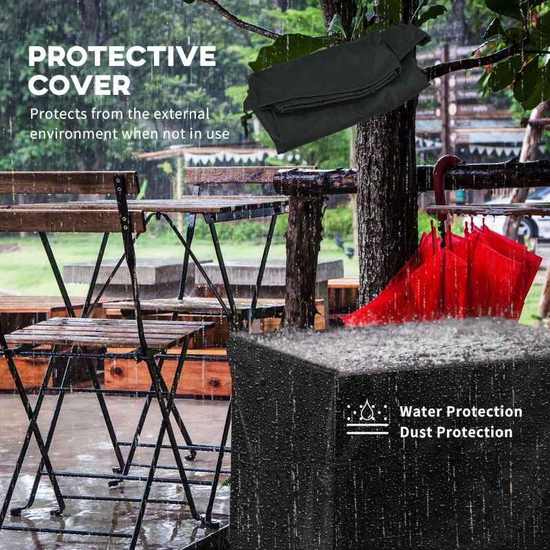 Outsunny Propane Gas Fire Pit Table, 50000 BTU Smokeless Firepit Outdoor Patio Heater with Waterproof Cover, Glass Beads and Lid, 71 x 71 x 66.5cm, Dark Grey