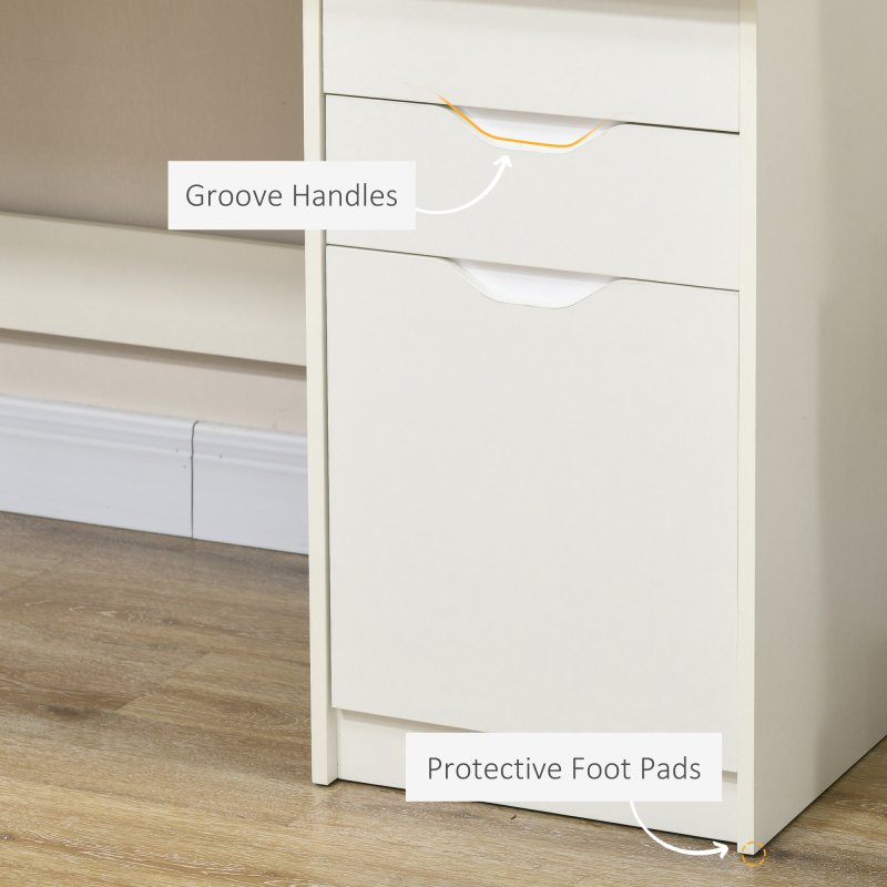HOMCOM Computer Desk with Drawers, High Gloss Home Office Desk with Storage Cabinet, Study Workstation, 120 x 60cm