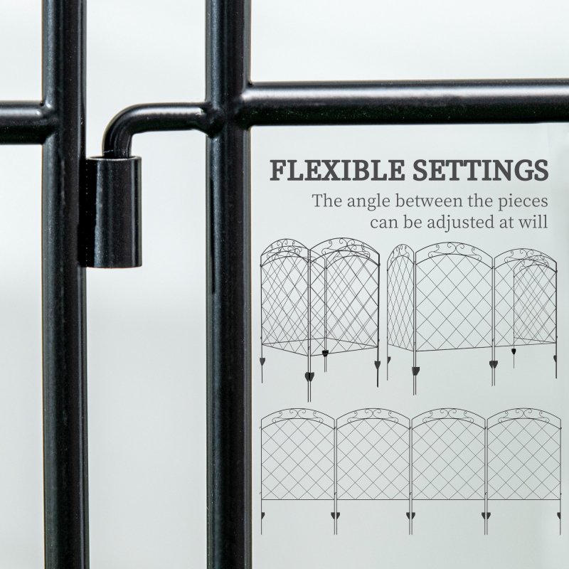 Outsunny Decorative Garden Fencing, 43in x 11.4ft Outdoor Picket Fence Panels, 4PCs Rustproof Steel Wire Landscape Flower Bed Border Edging Animal Barrier, Swirls