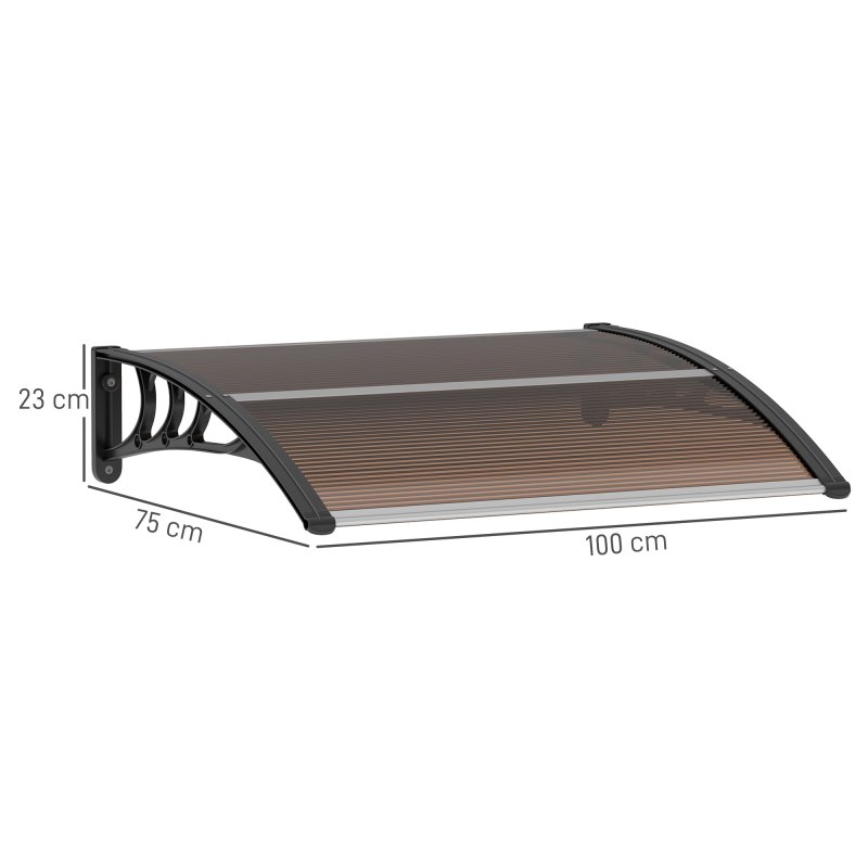 Outsunny Front Door Canopy Outdoor Awning Aluminium Rigid Plastic Polycarbonate Rain Shelter UV Water Rain Resistant 120 x 75cm