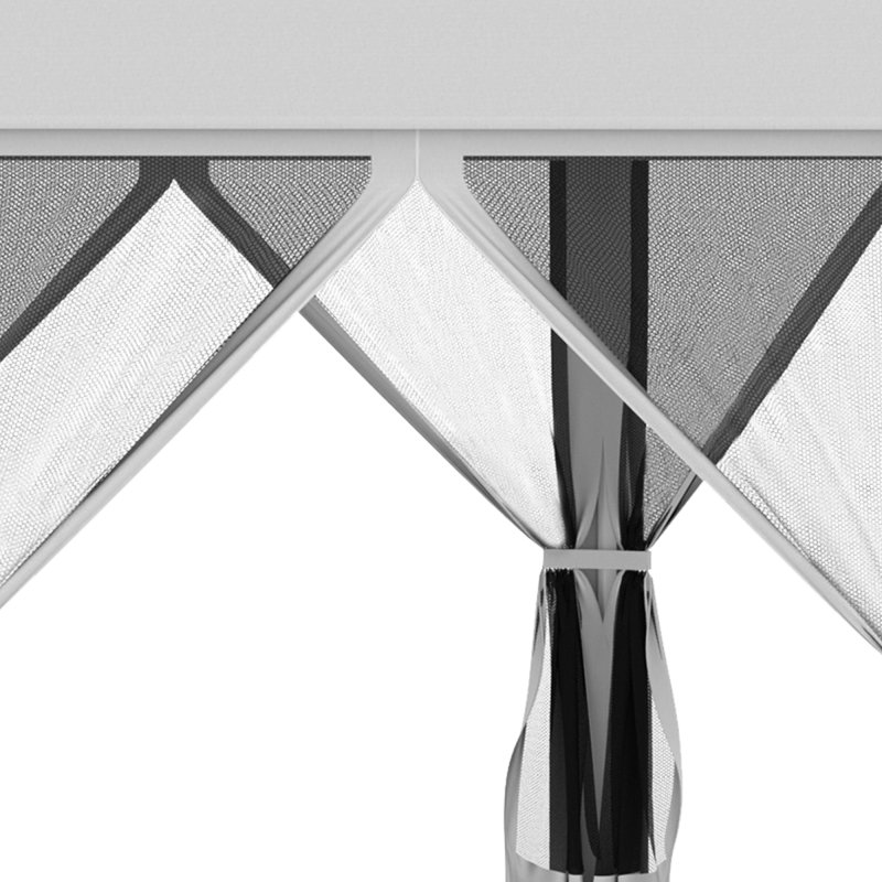 Outsunny 3.2m Pop Up Gazebo Hexagonal Canopy Tent Outdoor Sun Protection with Mesh Sidewalls, Handy Bag, Light Grey