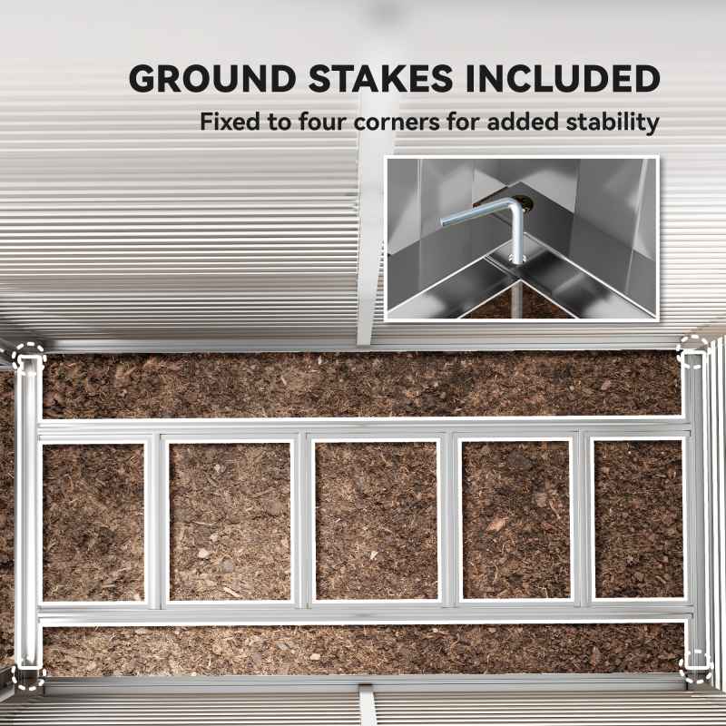Outsunny 5 x 9ft Galvanised Metal Garden Shed with Foundation Kit, Outdoor Lean-to Shed, Tool Storage House with Lockable Doors, Gloves and 2 Air Vents for Patio, Garden, Grey