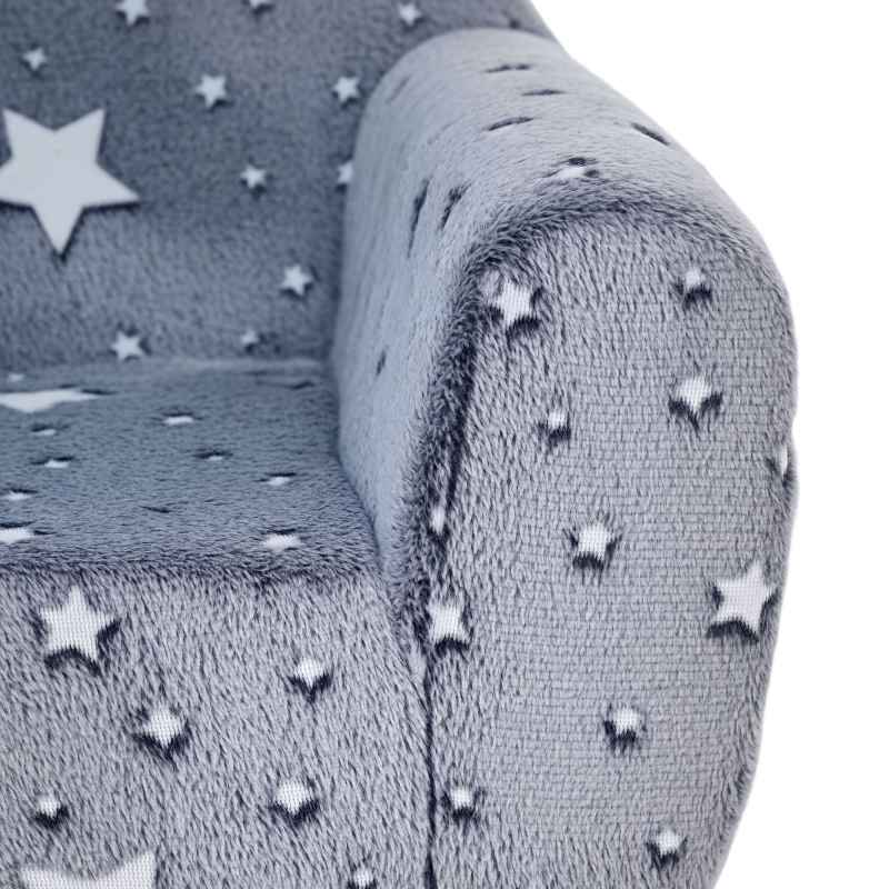AIYAPLAY Kids Armchair, Glow in the Dark Single Chair with Star Design, Upholstered Toddler Tub Chair for Bedroom, Playroom, Kid Room, Grey