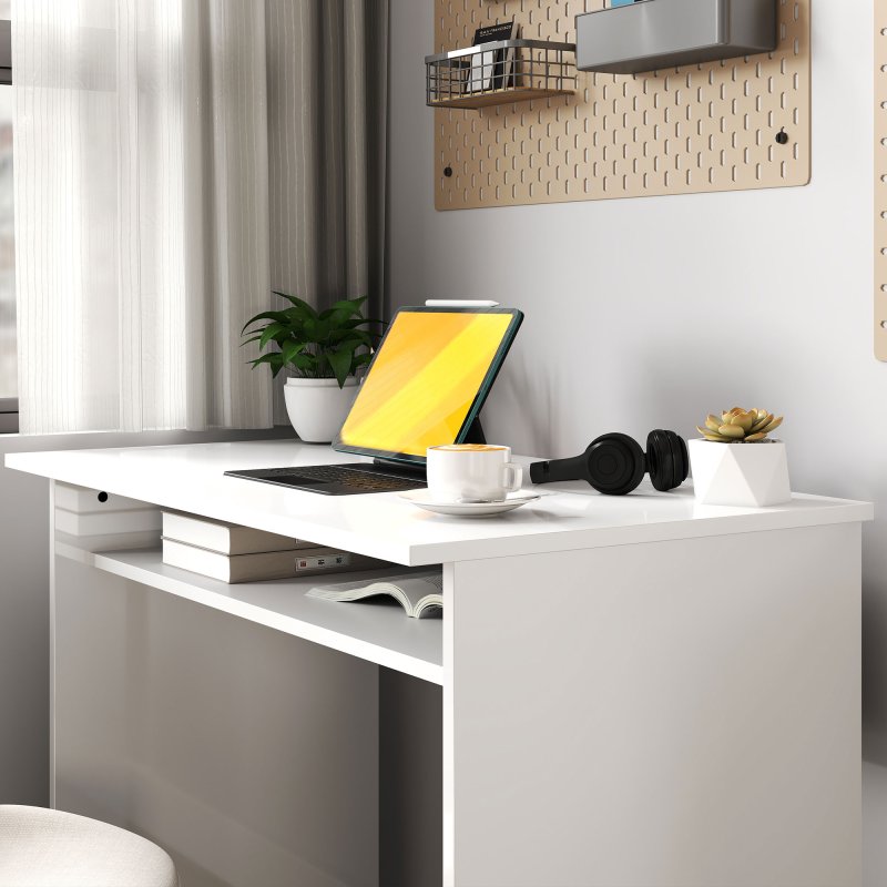 HOMCOM Modern Computer Desk, Home Office Table, Small Writing Desk with Storage Shelf, 90 x 50cm