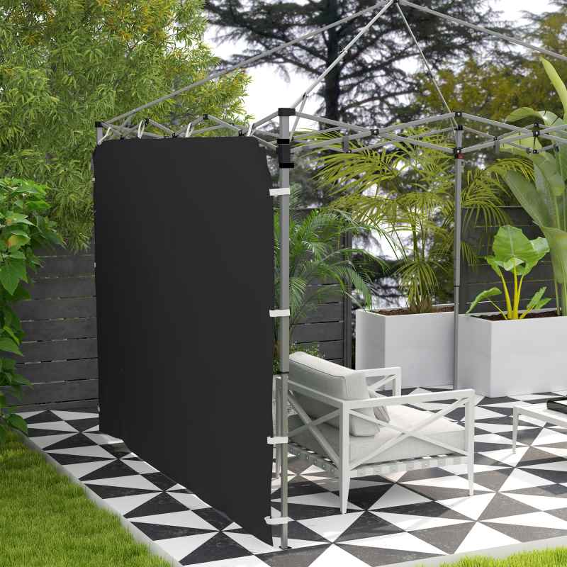 Outsunny Gazebo Side Panel, Canopy Sidewall Panel with 4 Mesh Bags and 2 Storage Pockets for 3 x 3 m Straight Leg Pop Up Gazebos, 1 Pack Sidewall Only, Black