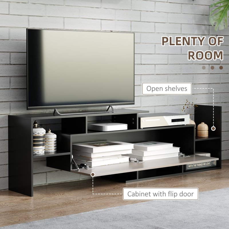 HOMCOM Modern TV Cabinet with Wall Shelf, TV Unit with Storage Shelf and Cabinet, for Wall-Mounted 65" TVs or Standing 40" TVs