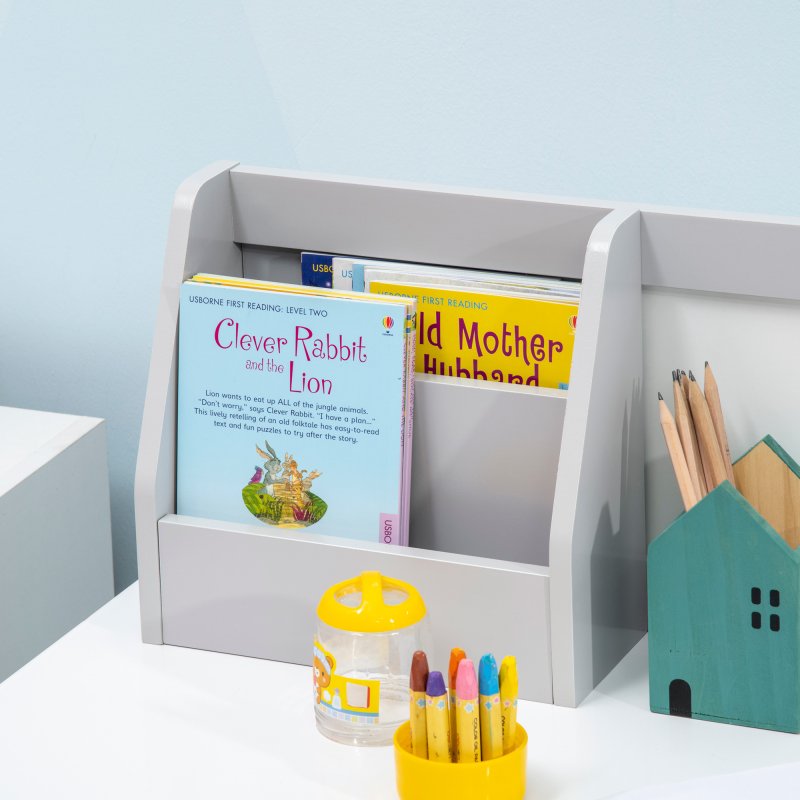 HOMCOM Kids Desk And Chair Set 2 PCs Childrens Table And Chair Set Multi Use Toddler Furniture with Whiteboard, Storage - Grey