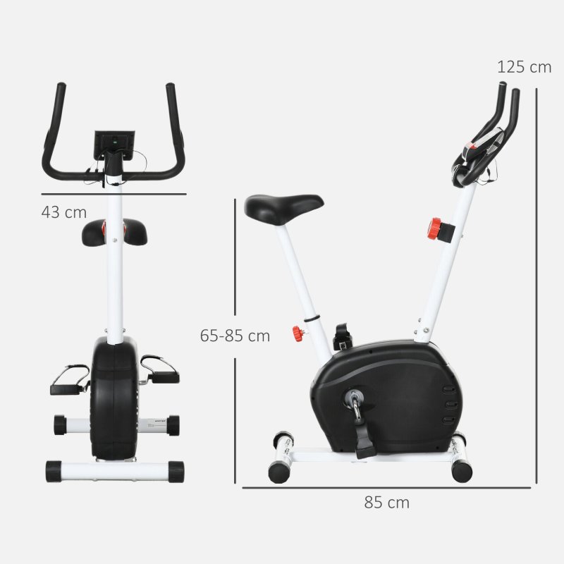 SPORTNOW Exercise Bike, Quiet Stationary Bike with 8-Level Magnetic Resistance, Heart-Rate Sensor, Adjustable Seat, Wheels and LCD Monitor, for Home Gym Workout, White