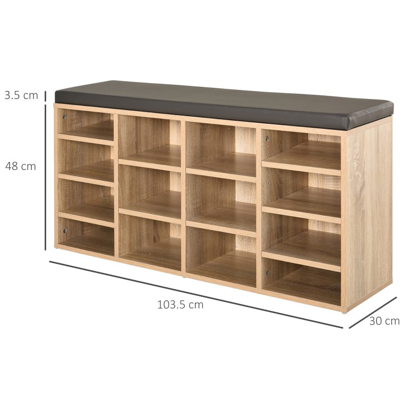 HOMCOM Multi-Storage Shoe Rack w/ 14 Compartments Cushion Moving Shelves Solid Frame Foot Pads Home Office Tidy Organisation Boots Trainers