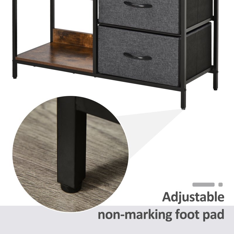 HOMCOM Chest of Drawers Storage  Dresser Cabinet Organizer with 3 Fabric Drawers and 2 Display Shelves for Living Room, Bedroom, Hallway