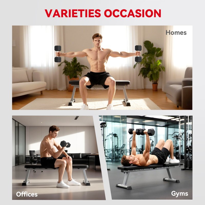 HOMCOM 2x20KG Rubber Hex Dumbbell Portable Hand Weights Dumbbell Home Gym Workout Fitness Hand Weight
